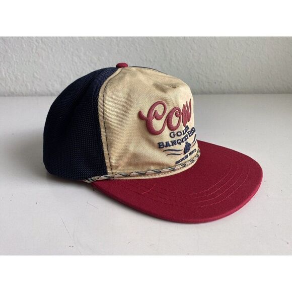 Coors Golden Banquet Beer Twill Rope Hat Tan Blue Red Retro SnapBack NEW - Picture 8 of 12